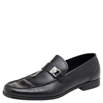 Pre Owned Salvatore Ferragamo Black Leather Tangeri Loafers Size 43