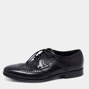 مملوكة مسبقًا Salvatore Ferragamo Black Leather Lace Up Derby Size 42