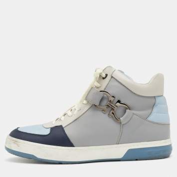 مملوكة مسبقًا Salvatore Ferragamo Multicolor Leather Nayon High Top Sneakers Size 44
