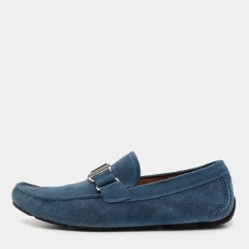 مملوكة مسبقًا Salvatore Ferragamo Blue Suede Sardegna Loafers Size 43.5