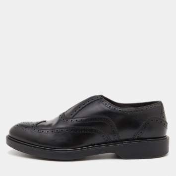 Pre Owned Salvatore Ferragamo Black Leather Brogue Oxfords Size 43