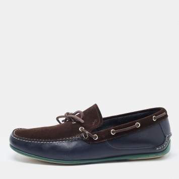 مملوكة مسبقًا Salvatore Ferragamo Suede and Leather Slip On Loafers Size 45