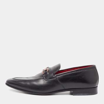 Pre Owned Salvatore Ferragamo Black Leather Gancini Bit Loafers Size 43