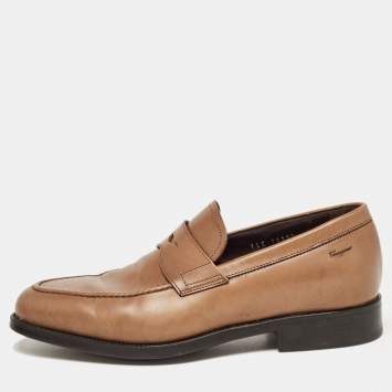 Pre Owned Salvatore Ferragamo Brown Leather Penny Loafers Size 40.5 