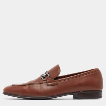 مملوكة مسبقًا Salvatore Ferragamo Brown Leather Gancini Bit Loafers Size 43