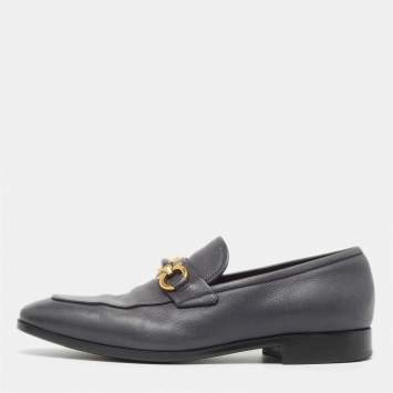 Pre Owned Salvatore Ferragamo Navy Blue Leather Mason Loafers Size 42