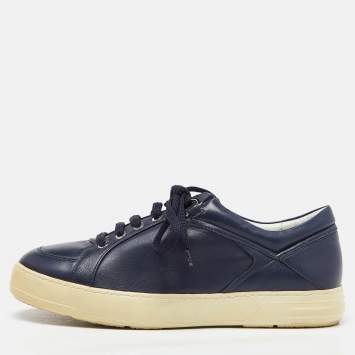 Pre Owned Salvatore Ferragamo Blue Leather Low Top Sneakers Size 41
