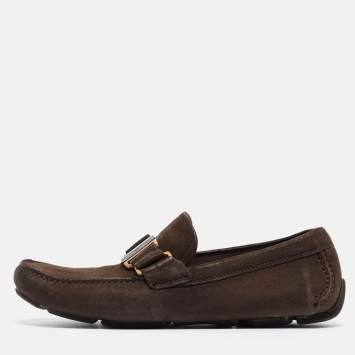 Pre Owned  Salvatore Ferragamo Brown Nubuck Leather Sardegna Loafers Size 40