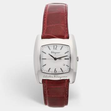 Pre Owned ساعة يد رجالية سالفاتو ري فيراغامو Vara ستانلس ستيل بيضاء 38 مم