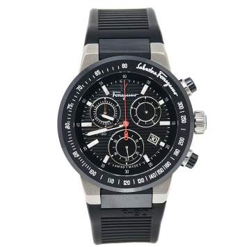Pre Owned Salvatore Ferragamo Black Titanium & Ceramic F-55 SFDL00118 Men's Wristwatch 44 mm