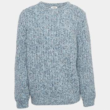 Pre Owned Sandro Blue Heavy Wool Knit Crew Neck Sweater XXL