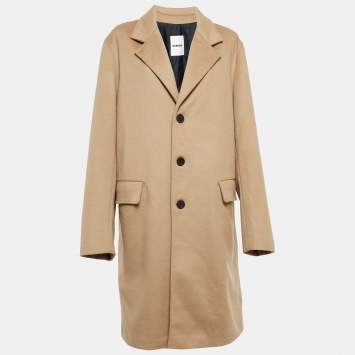 Pre Owned Sandro Beige Wool Single Breasted Overcoat XL