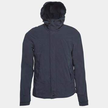 Pre Owned Sandro Navy Blue Synthetic Windy Windbreaker Jacket S