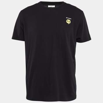 Pre Owned Sandro Black Knit Applique Detail Crew Neck T-Shirt XL