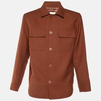 Pre Owned Sandro Brown Wool Blend Single Breasted Jacket L