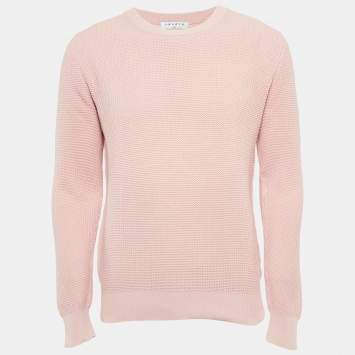 Pre Owned Sandro Pink Cotton Knit Crew Neck Jumper M
