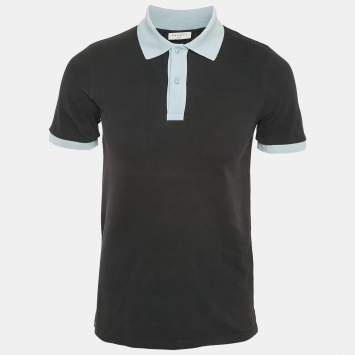 Pre Owned Sandro Navy Blue Cotton Pique Polo T-Shirt S