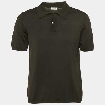 Pre Owned Sandro Black Stretch Knit Polo T-Shirt L