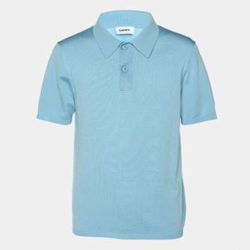 Pre Owned Sandro Blue Stretch Knit Polo T-Shirt M