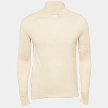 Pre Owned Sandro Cream Wool Blend Turtleneck Jumper S