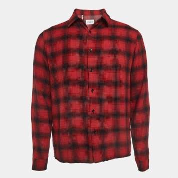 Sandro Red Plaid Cotton Long Sleeve Shirt M