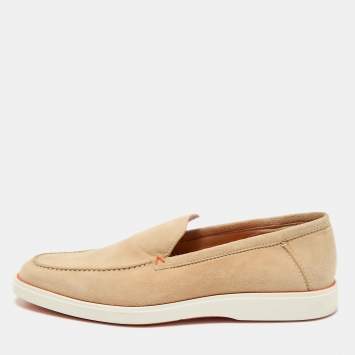 Santoni Beige Suede Slip On Loafers Size 44