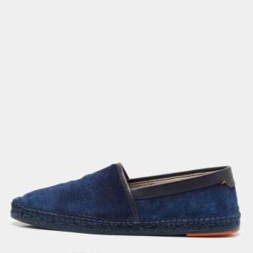 Santoni Blue Denim Slip On Espadrille Flats Size 44