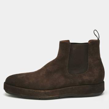 Santoni Brown Suede Kahverengi Ankle Boots Size 43.5