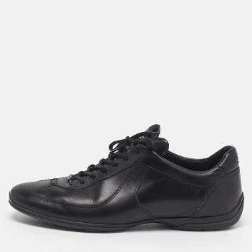 Pre Owned Santoni Size 44 Black Leather Lace Up Sneakers