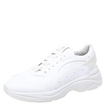 Pre Owned Santoni White Leather Low Top Sneakers Size 41