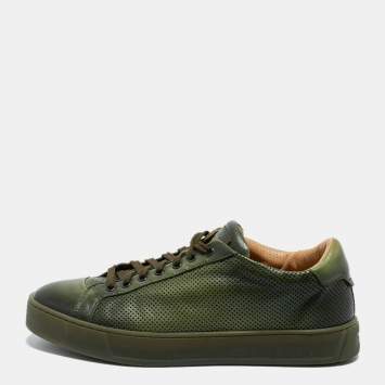Pre Owned Santoni Two Tone Perforated Leather Low Top Sneakers Size 42