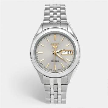 Pre Owned Seiko 5 SNKL19J1 Gray Dial Stainless Steel Men's Wristwatch 38 mm
