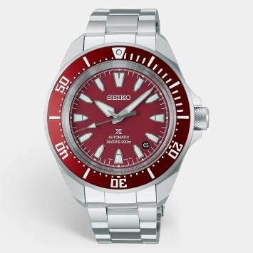 Pre Owned Seiko Prospex SRPL11K1 Red Dial Stainless Steel Men's Wristwatch 41.7 mm
