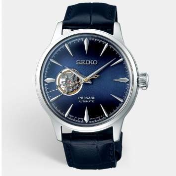 Pre Owned Seiko Presage SSA405J1 Blue Dial Stainless Steel Leather Men's Wristwatch 40.5mm