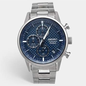 Pre Owned Seiko Discover More SSB387P1 Blue Dial Titanium Men's Wristwatch 41.6 mm