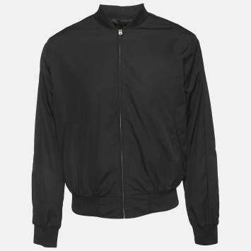 Pre Owned Stella McCartney Black Earth Embroidered Cotton Zip Front Bomber Jacket L