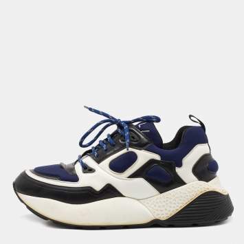 Pre Owned Stella McCartney Blue faux Leather and Fabric chunky Sneakers Size 44