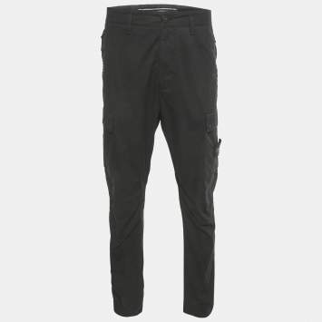 Pre Owned Stone Island Black Cotton Cargo Pants L