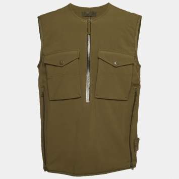 Pre Owned Stone Island Green Stretch Synthetic 5L Ghost Piece Gilet Vest M