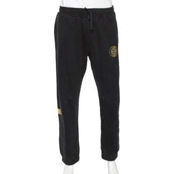 Pre Owned Supreme X Stone Island Black Cotton Knit Sweatpants L 