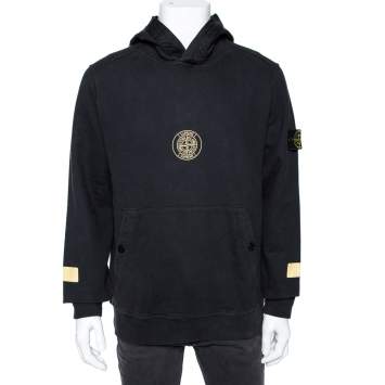 Pre Owned Supreme X Stone Island Black Cotton Knit Sweatshirt L 