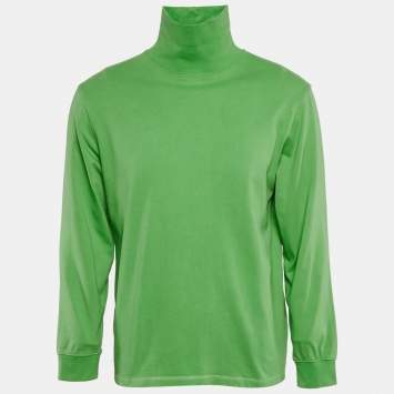 Pre Owned Supreme Green Embroidered Cotton Turtle Neck Sweatshirt S