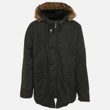 Supreme The British Millerain Black Shearling Trim Cotton Jacket XL