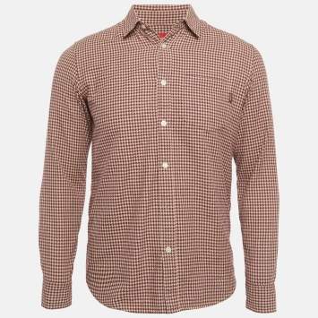 مملوكة مسبقًا Supreme Purple/Beige Houndstooth Cotton Shirt S