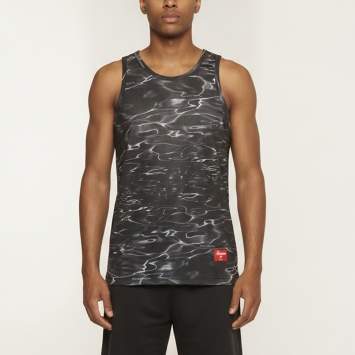 Pre Owned Supreme Grey Ripple Print Technical Mesh Knit Tank Top M