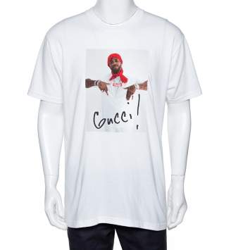 Pre Owned Supreme White Cotton Gucci Mane Print Crew Neck T Shirt L 