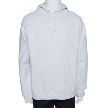 Pre Owned Supreme Light Grey Illegal Business Print Cotton Hoodie L