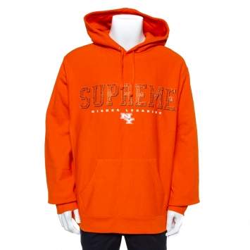 Pre Owned Supreme Orange Cotton Supreme Gems Hooded Sweatshirt XL