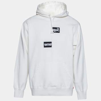 Supreme x Comme des Garçons White Terry Knit Split Logo Hoodie L