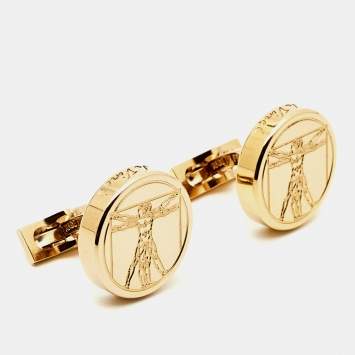 Pre Owned S.T. Dupont Da Vinci Limited Edition Gold Tone Cufflinks